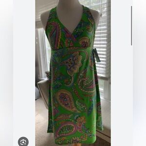 Southwind Apparel Swim Sleeveless Spunk Wear UPF50 Green Paisley Dress M